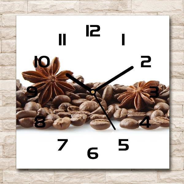 Square wall clock Cinnamon coffee beans