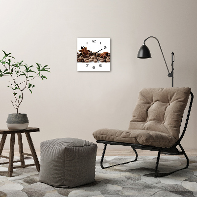 Square wall clock Cinnamon coffee beans