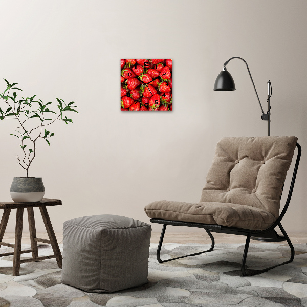 Square wall clock Strawberries