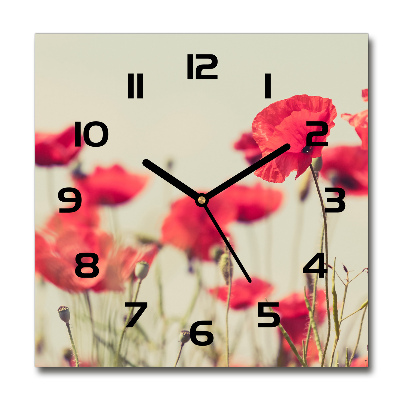 Square kitchen clock Field poppies