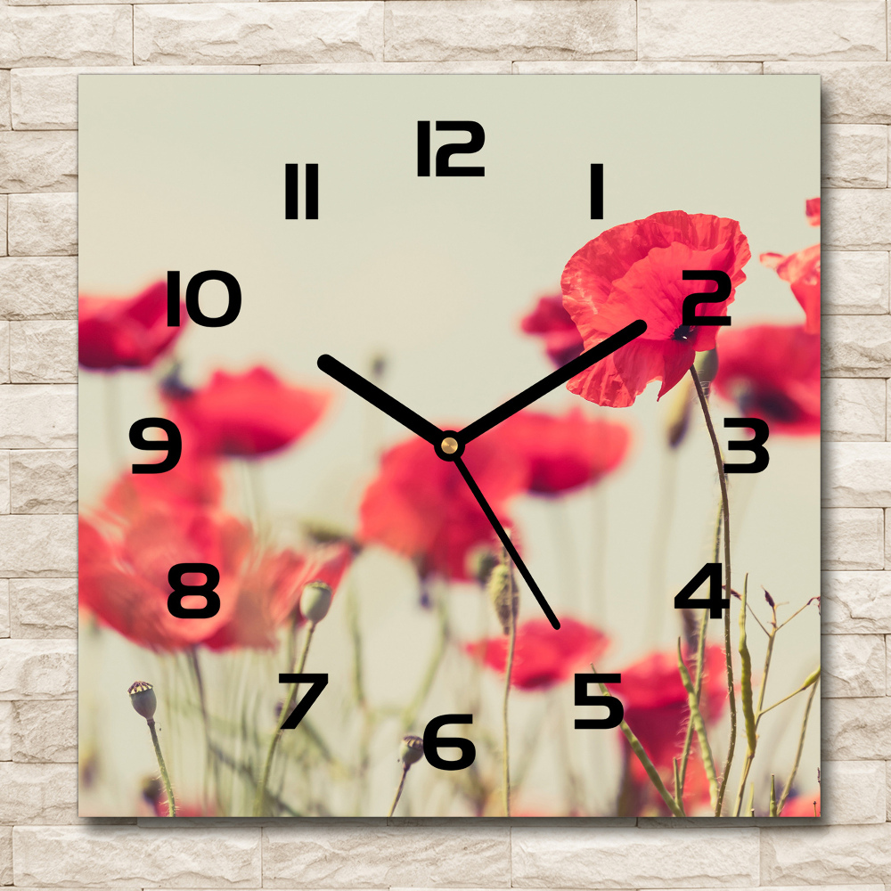 Square kitchen clock Field poppies