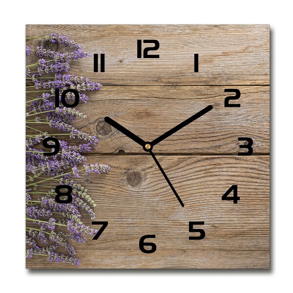 Square kitchen clock Lavender on wood