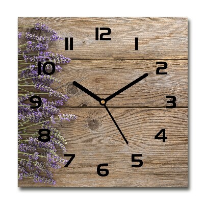 Square kitchen clock Lavender on wood