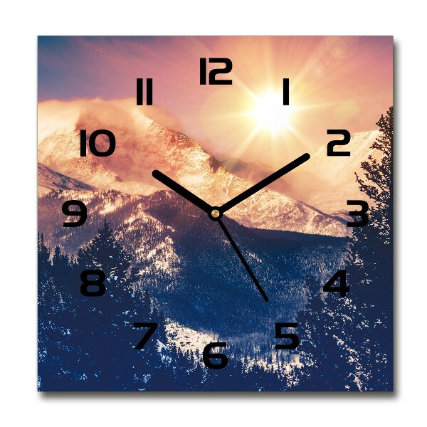 Square kitchen clock The sun over the mountains