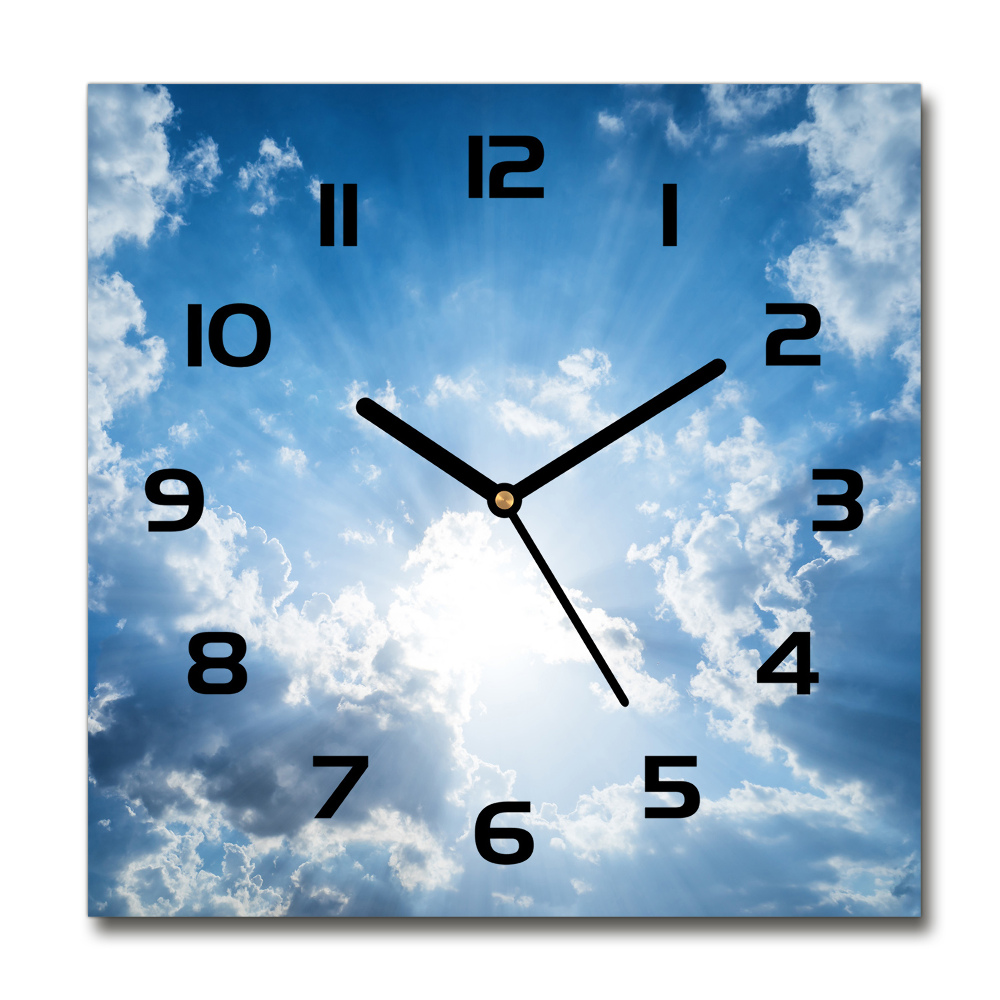 Square glass wall clock Clouds in the sky