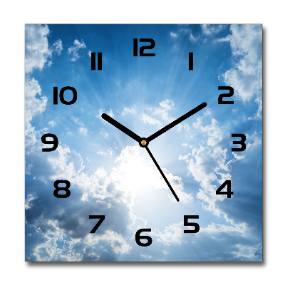 Square glass wall clock Clouds in the sky