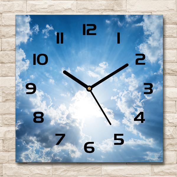 Square glass wall clock Clouds in the sky