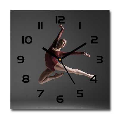 Square glass wall clock Modern dance