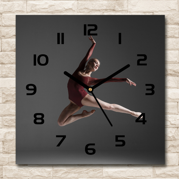 Square glass wall clock Modern dance