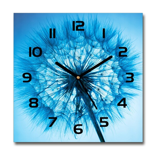 Square glass clock Dandelion