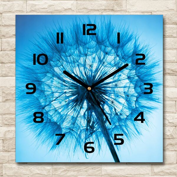 Square glass clock Dandelion