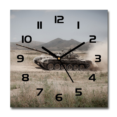 Square wall clock Tank in the desert