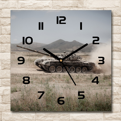 Square wall clock Tank in the desert