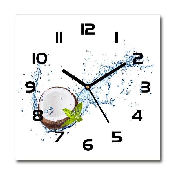 Square glass wall clock Coconut and water