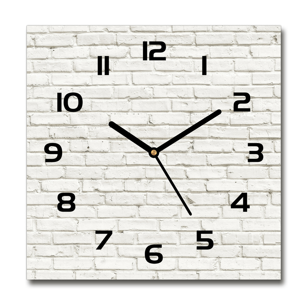 Square glass clock Brick wall