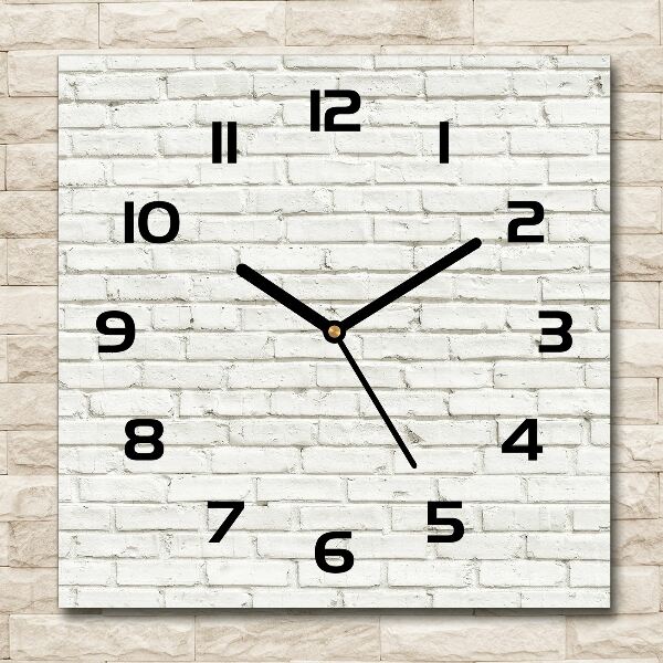 Square glass clock Brick wall