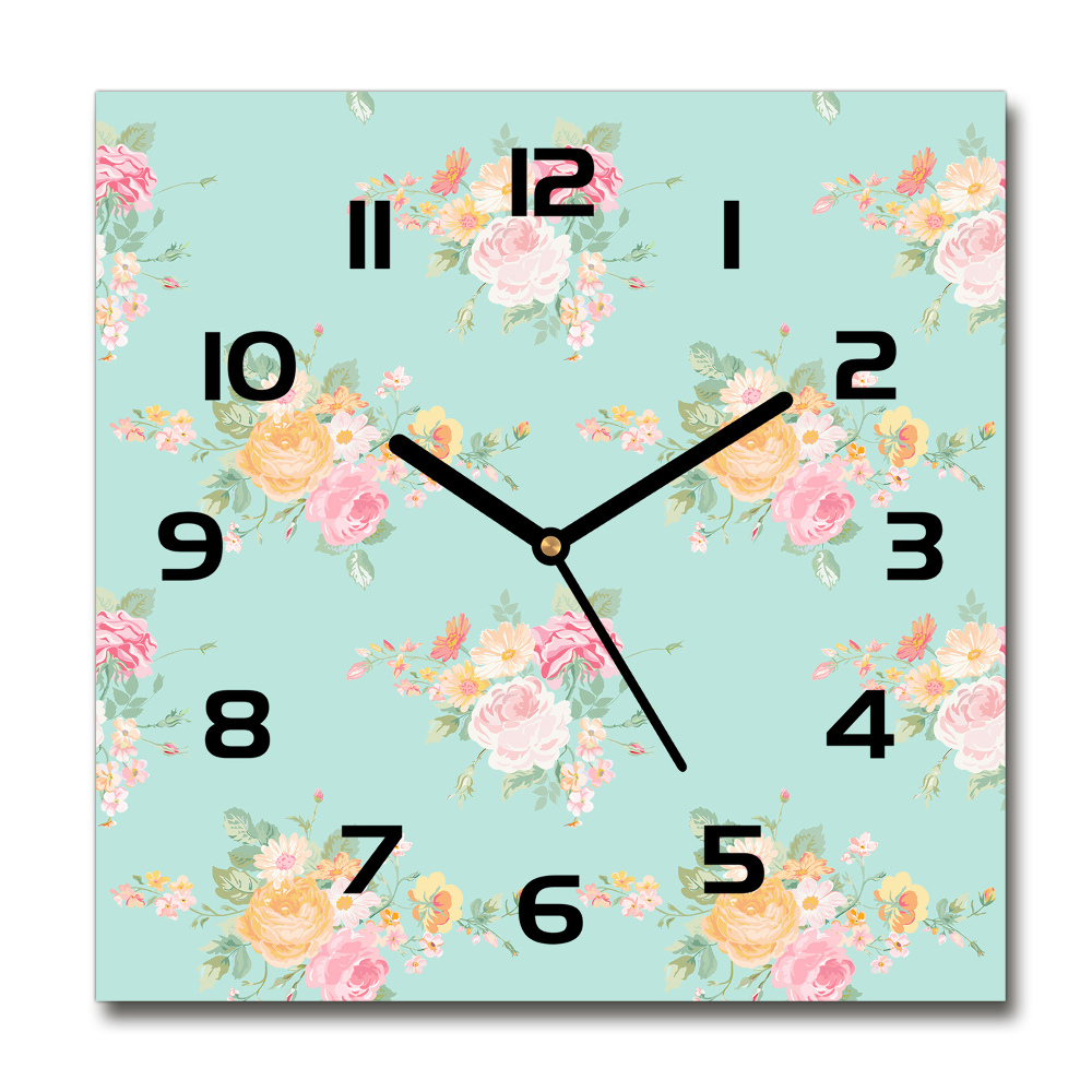 Square kitchen clock Floral pattern