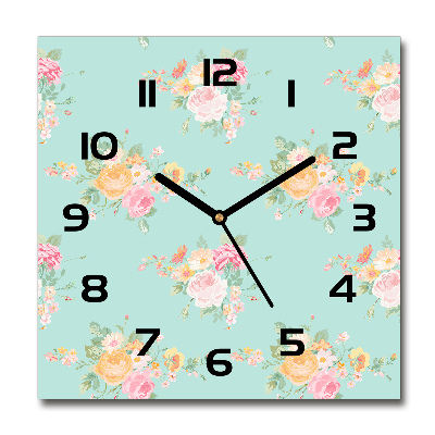 Square kitchen clock Floral pattern