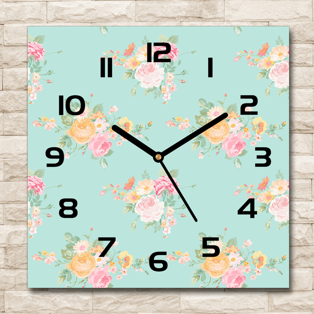 Square kitchen clock Floral pattern