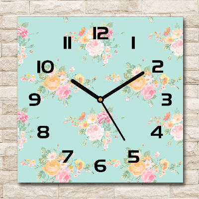 Square kitchen clock Floral pattern