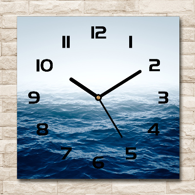 Square wall clock Sea waves