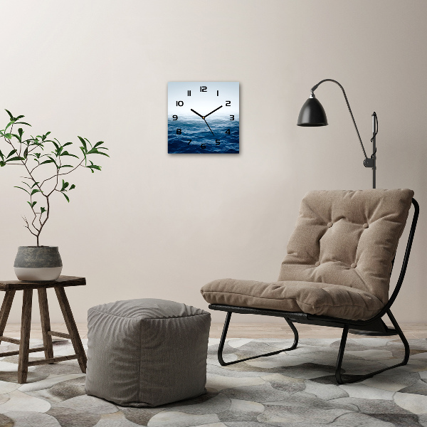 Square wall clock Sea waves