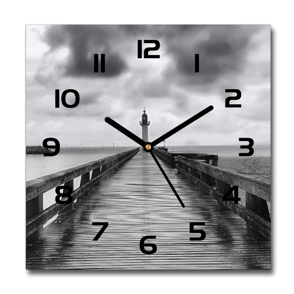 Square glass wall clock Lighthouse