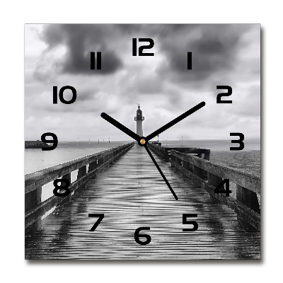 Square glass wall clock Lighthouse