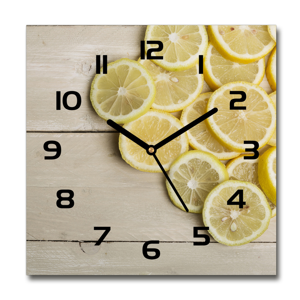 Square kitchen clock Lemons wood