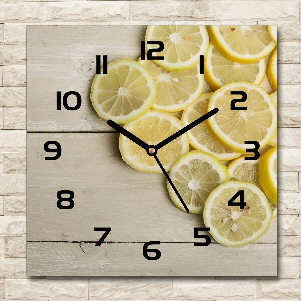 Square kitchen clock Lemons wood