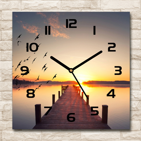 Square wall clock Sunset