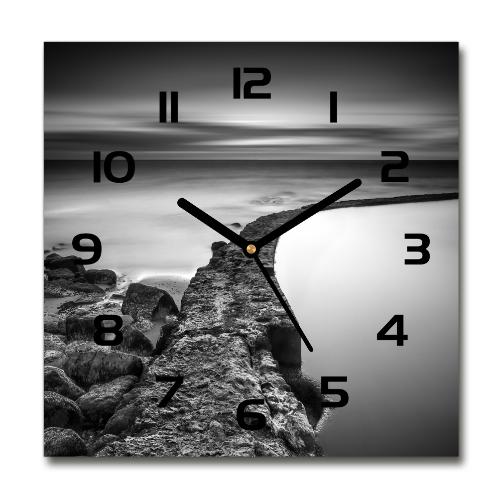 Square wall clock Stony beach