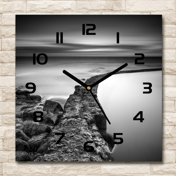 Square wall clock Stony beach