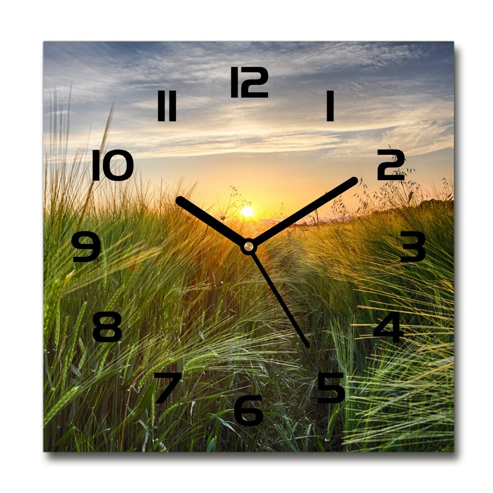 Square wall clock Wheat field