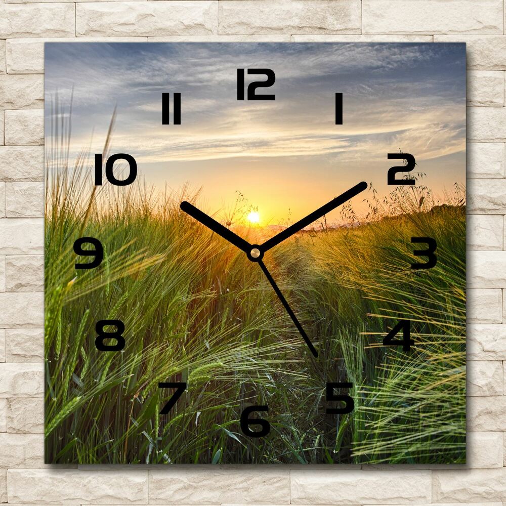 Square wall clock Wheat field