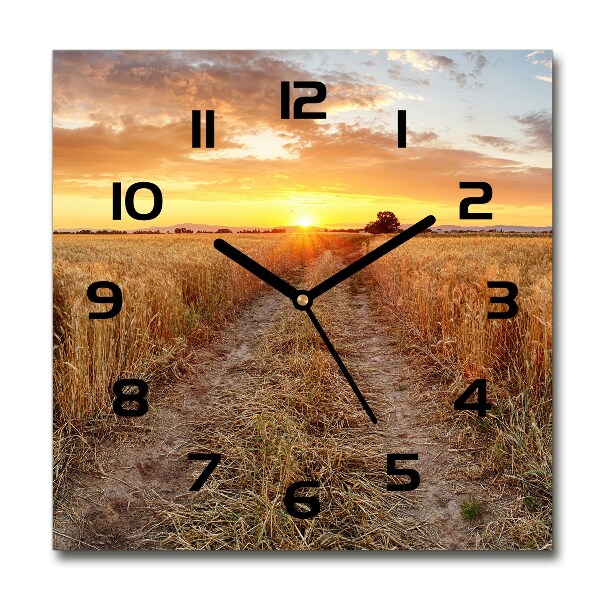 Square wall clock Wheat field