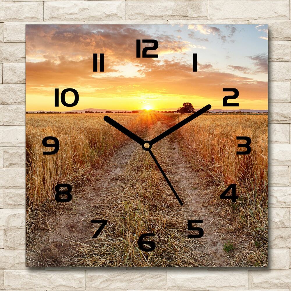 Square wall clock Wheat field