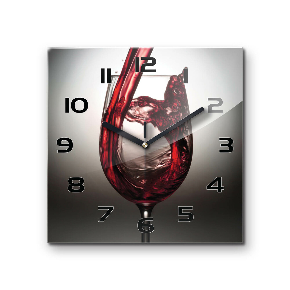 Square kitchen clock Red wine