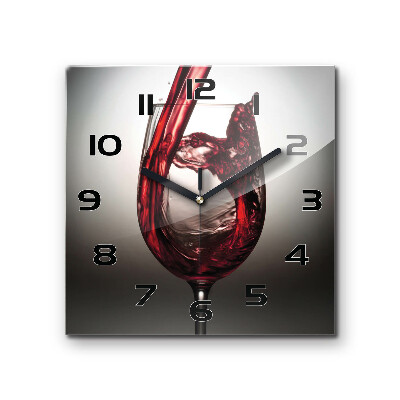 Square kitchen clock Red wine