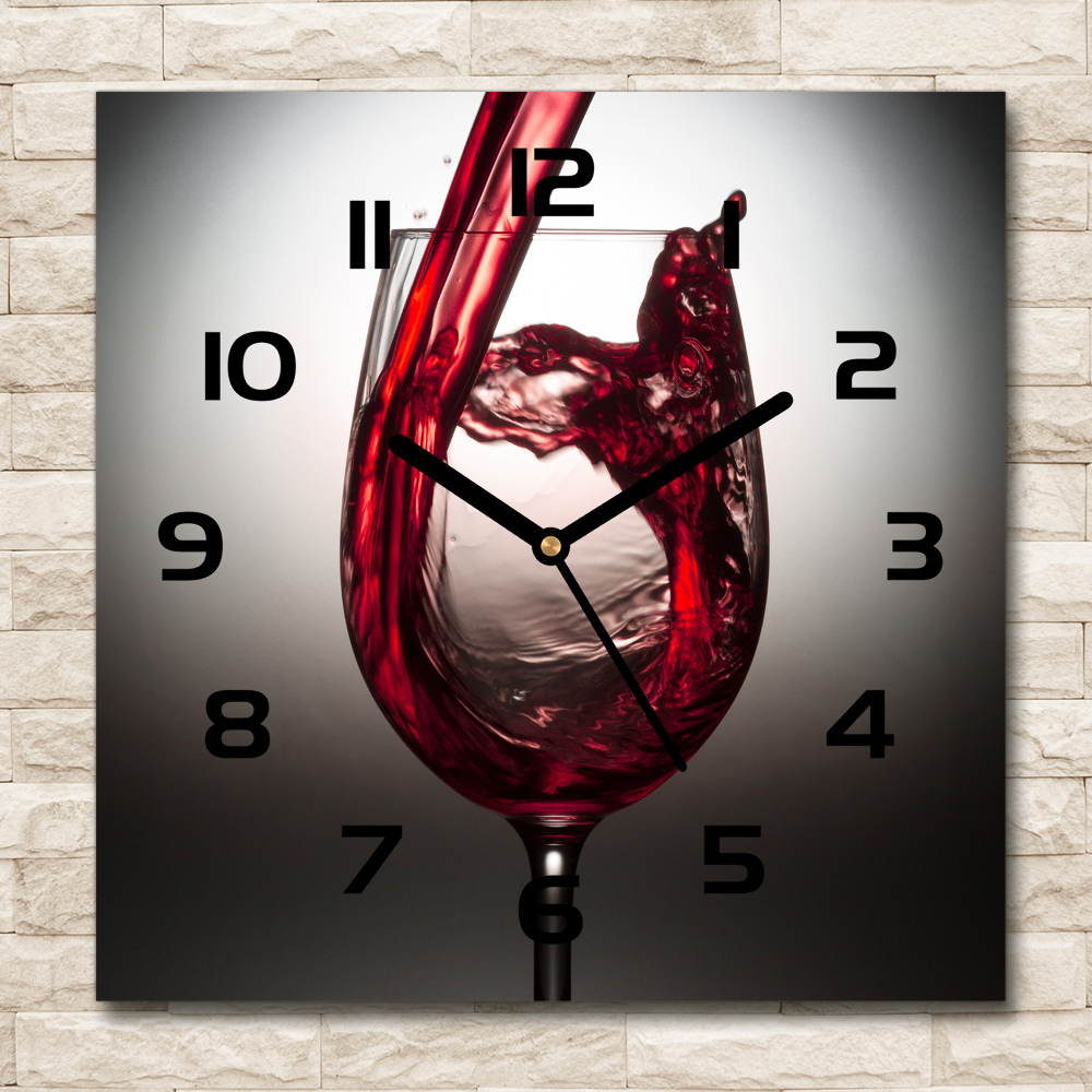 Square kitchen clock Red wine