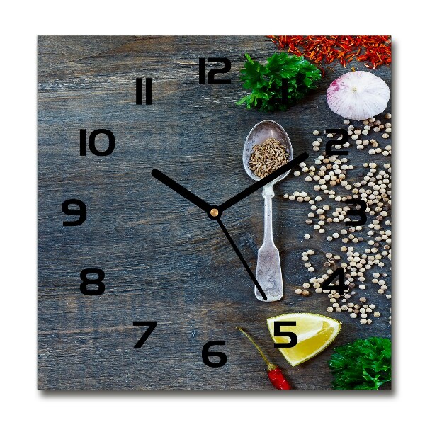 Square kitchen clock Spices and herbs