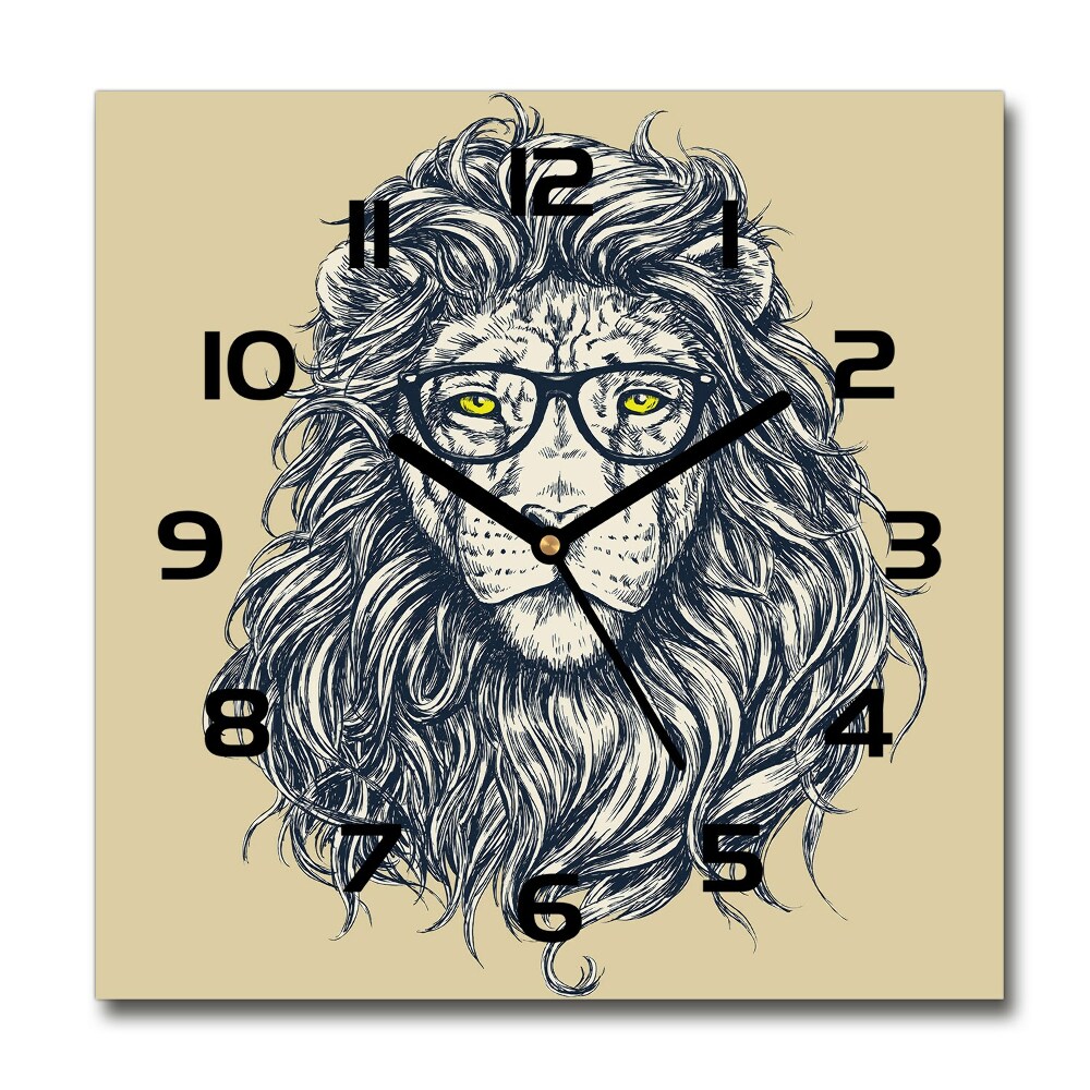 Square wall clock Hipster lion