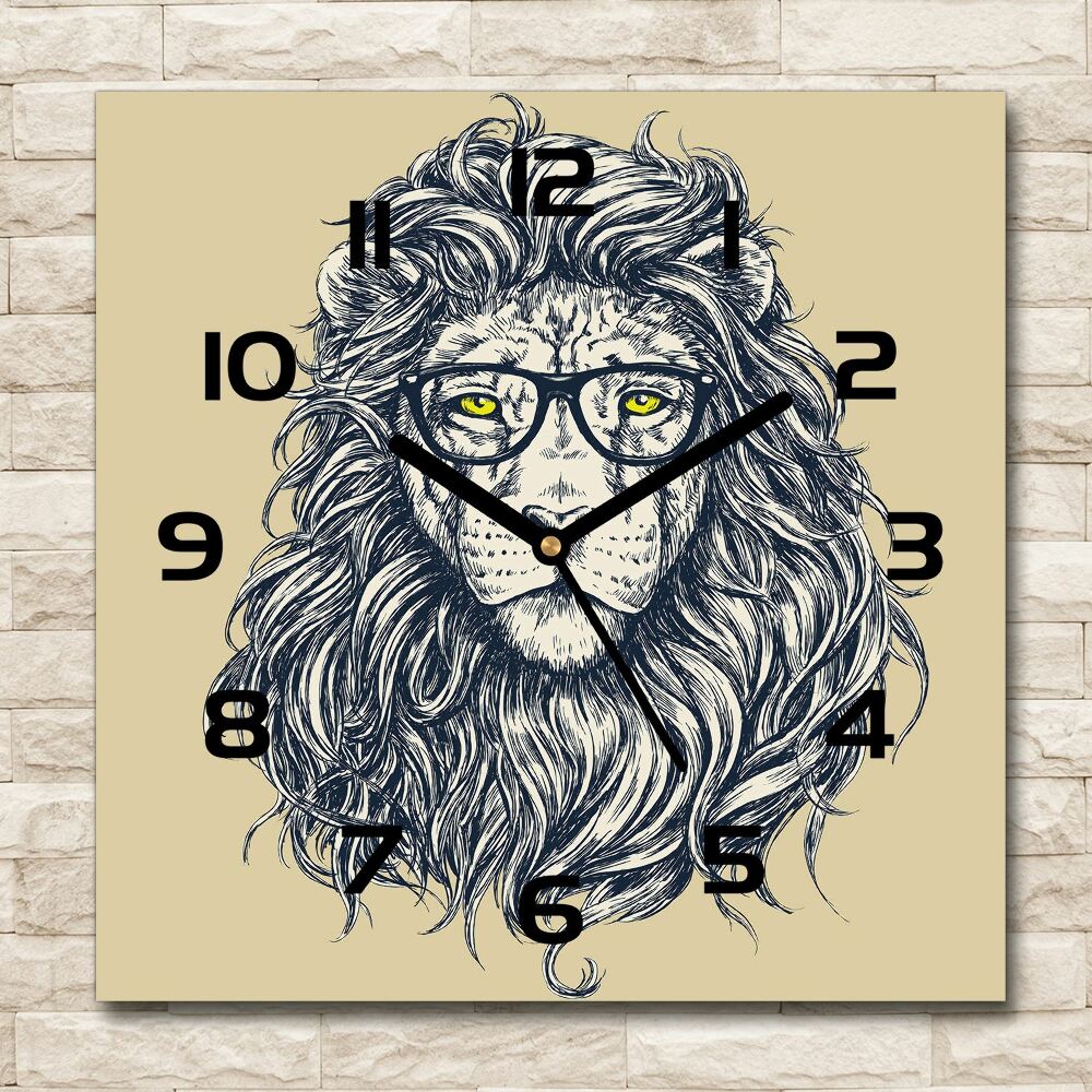 Square wall clock Hipster lion