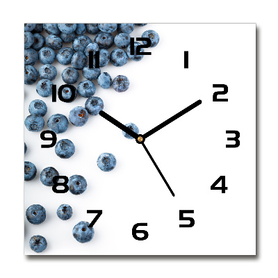 Square glass wall clock Berries