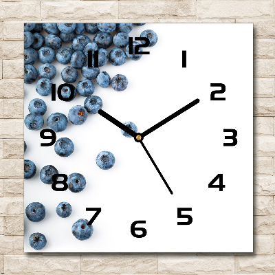 Square glass wall clock Berries