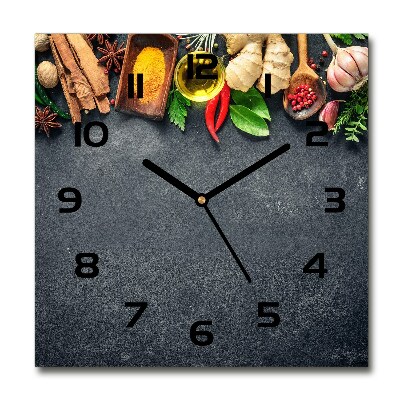 Square wall clock Herbs and spices