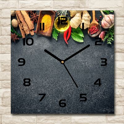 Square wall clock Herbs and spices