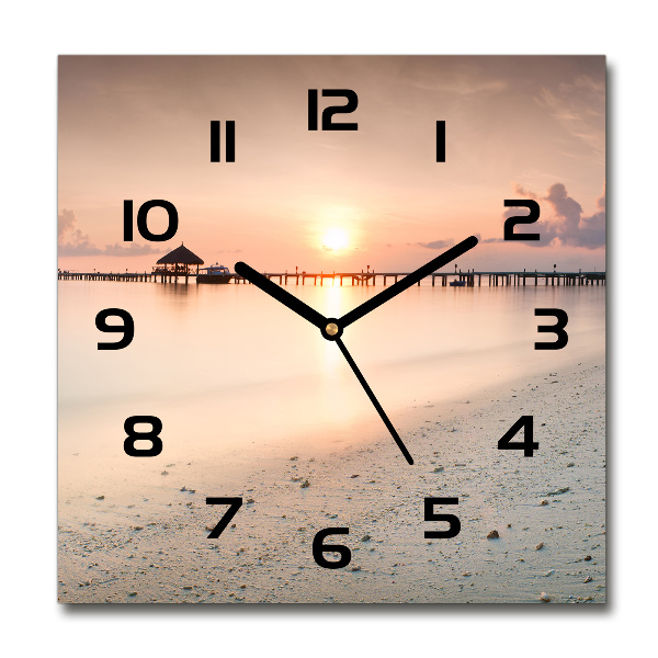 Square wall clock Maldives beach