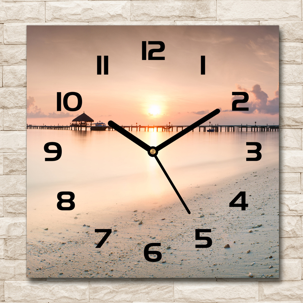 Square wall clock Maldives beach