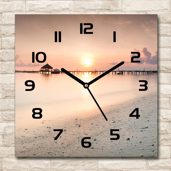 Square wall clock Maldives beach